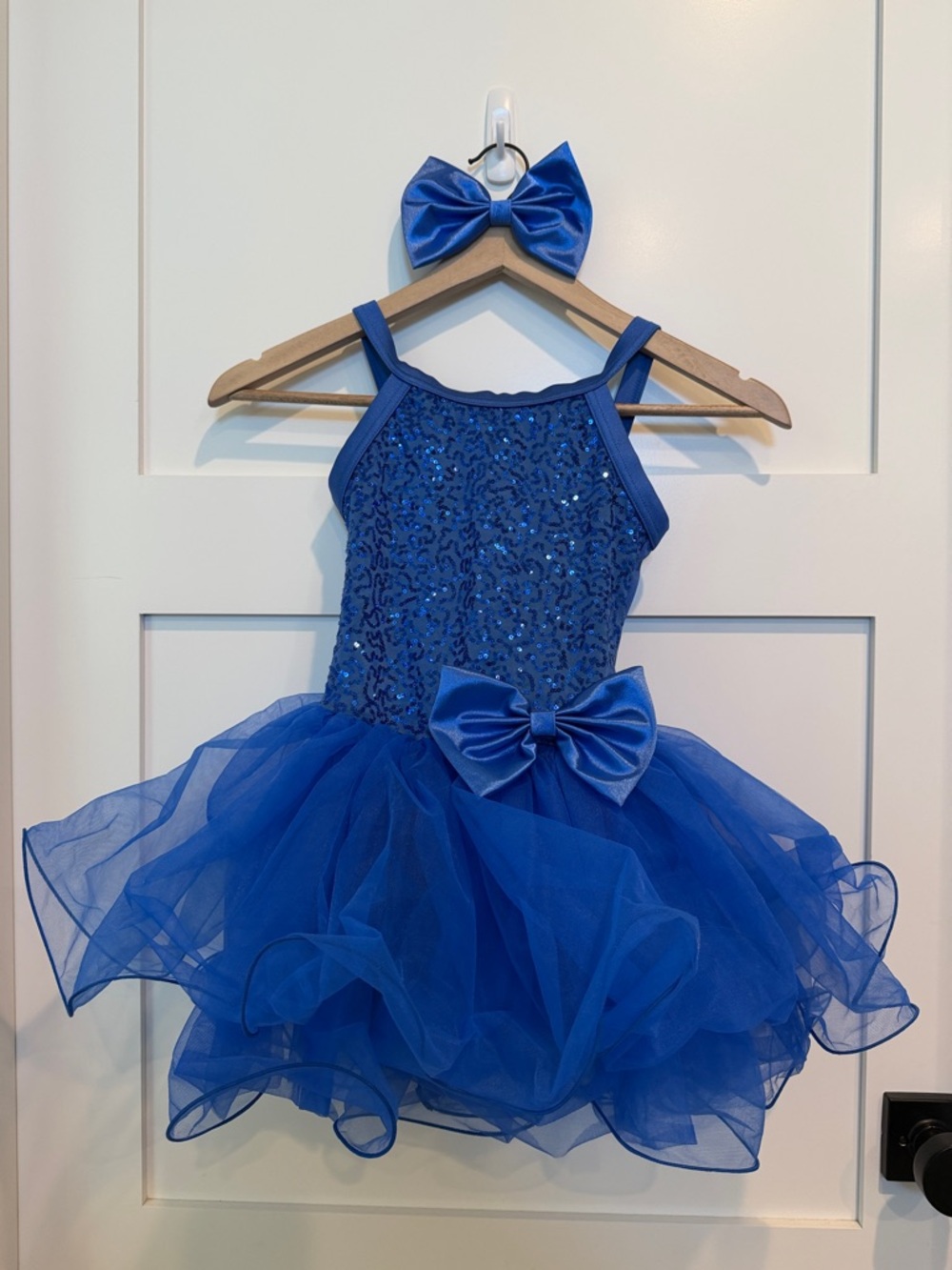 Weissman Royal Blue Sequin Tulle Dance Costume with Bows, IC